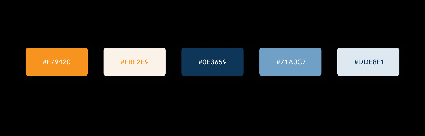 HomElectrical color palette: orange, cream, navy, and blues