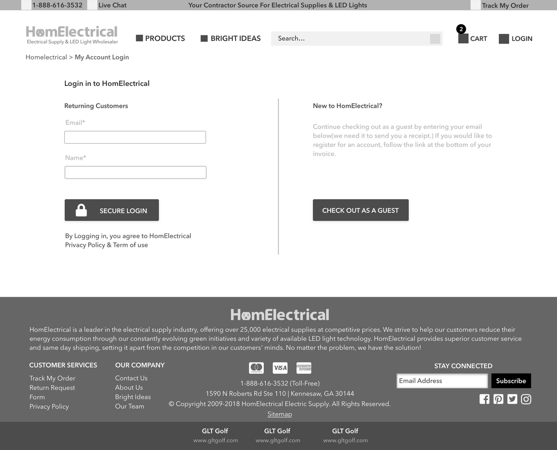 Checkout login wireframe