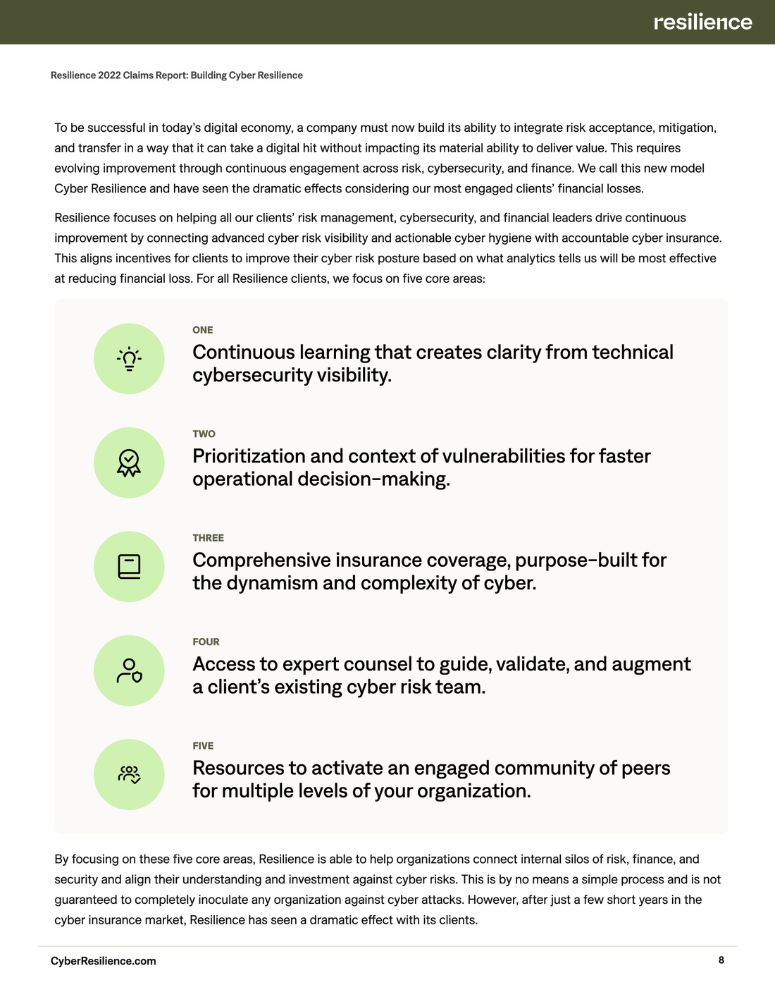 Icons in the Resilience 2022 Claims Report
